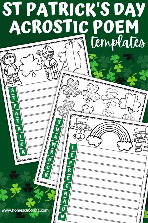 St Patrick's Day Acrostic Poem Templates (3 free printables)