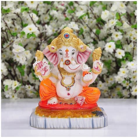 Small Ganesh Statue in Marble Powder Ganesha Sculpture Good Luck God ...