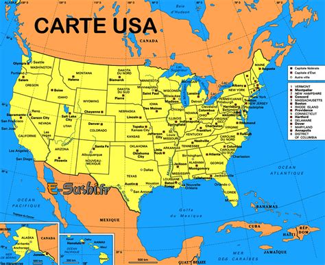 Carte USA - Géographie des états - Arts et Voyages