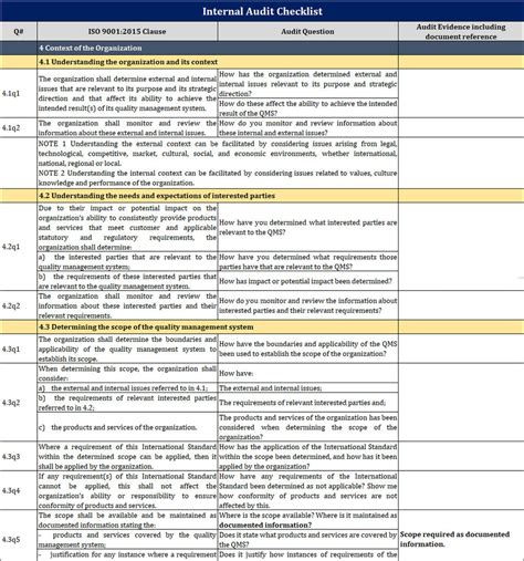 ISO 9001 Internal Audit Checklist Excel Template – ISO Templates and ...