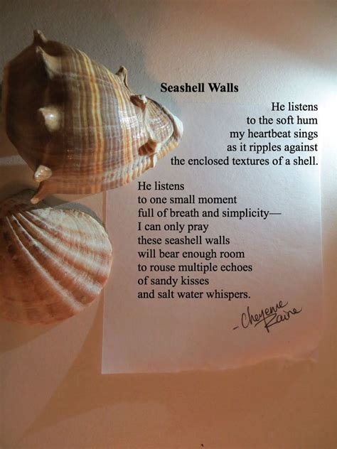 there is a poem written on the wall next to two seashells