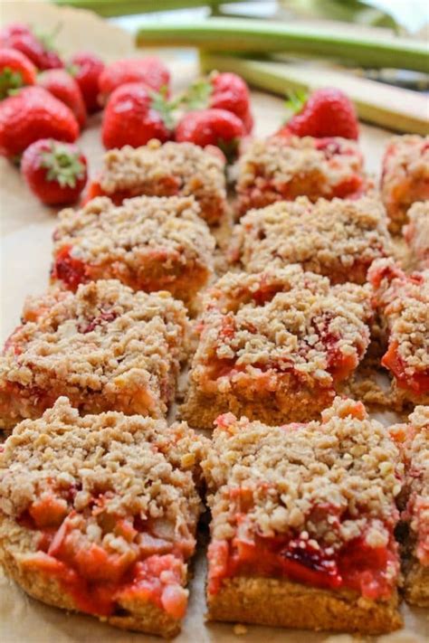 Strawberry Rhubarb Bars (GF & V) - A Saucy Kitchen