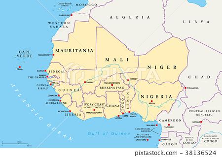 West Africa region, political map - Stock Illustration [38136524] - PIXTA