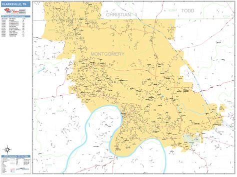 Clarksville Tennessee Wall Map (Basic Style) by MarketMAPS - MapSales