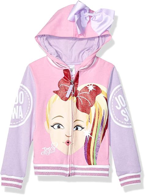 JoJo Siwa Girls' Little Big Face Zip Up Hoodie with Bow on Hood, Light Pink/Lilac, 6X - Walmart.com