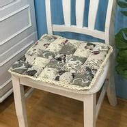 VHC Brands Tea Cabin Rustic 14 Chair Pad Green Patchwork Cotton Tie Back(s) Square Kitchen Table ...