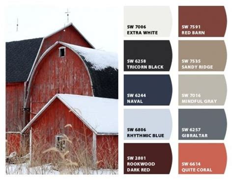 "Red Barn Inspiration" Color Palette for Exerior Home Paint Color Stone and landscaping. Chip It ...