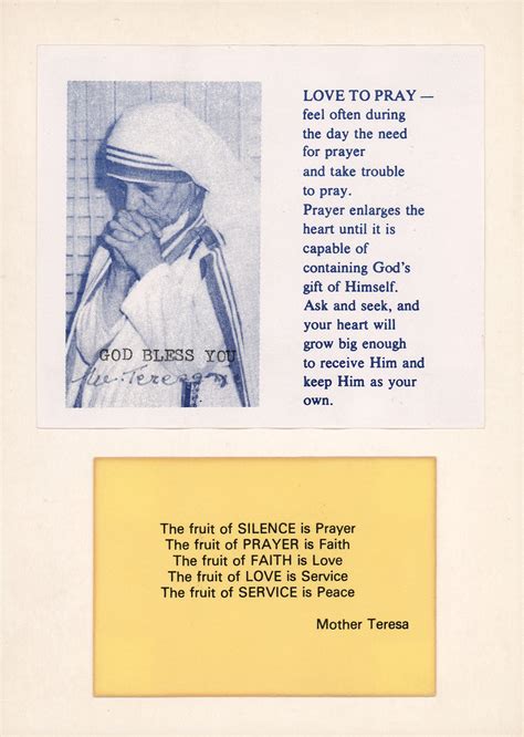 Mother Teresa Signed Prayer Card | RR Auction