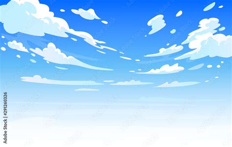 Vector day landscape sky clouds.Anime clean style. Background design Stock Vector | Adobe Stock