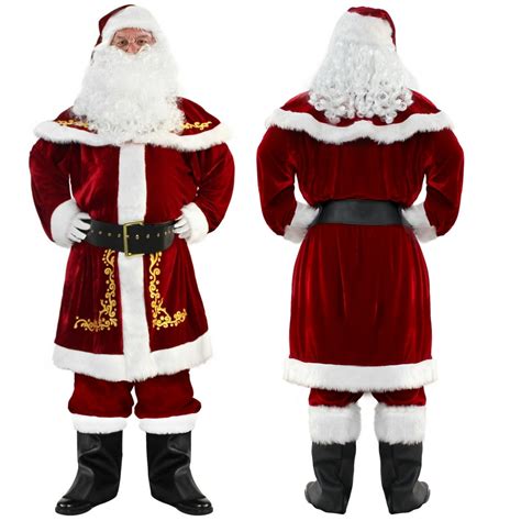 Deluxe Santa Costume for Men Santa Claus Suit 12pcs. Adults Christmas ...