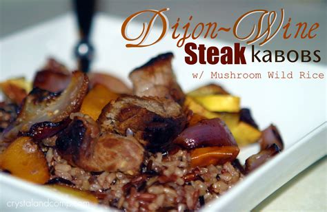 Beef Recipes: Dijon Wine Steak Kabobs with Mushroom Rice ...