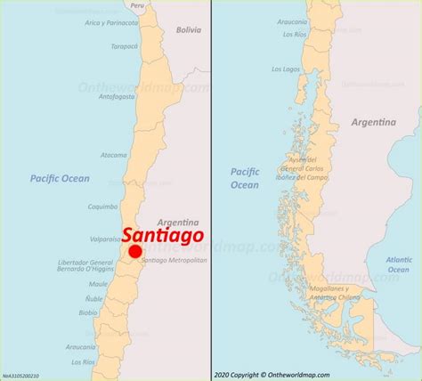 Santiago location on the Chile map - Ontheworldmap.com