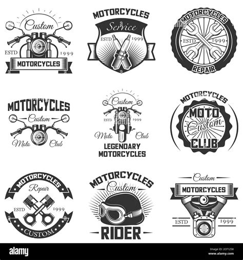 Vector set of vintage motorcycle emblems, labels, badges and logos Stock Vector Image & Art - Alamy