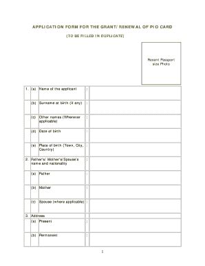 Application For The Grantrenewal Of Pio Card Form - Fill and Sign Printable Template Online