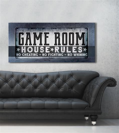 Game Room Wall Art: House Rules (Wood Frame Ready To Hang) - Sense Of Art