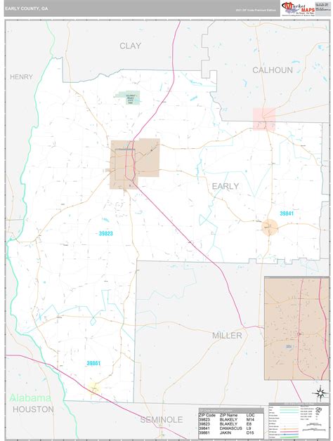 Early County, GA Wall Map Premium Style by MarketMAPS - MapSales