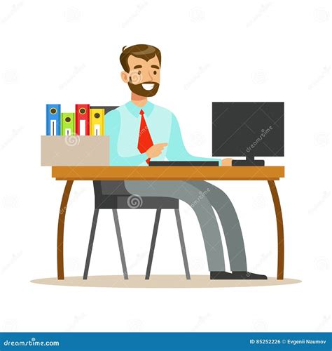 Cartoon Man Working At Computer Cartoon Vector | CartoonDealer.com #13780903