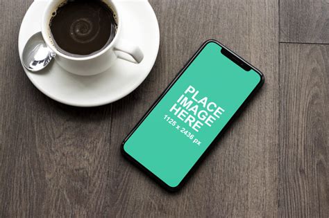 Free mockup: iPhone X on coffee table