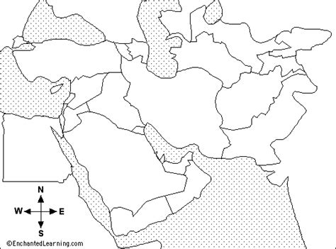 Middle East Outline Map - EnchantedLearning.com