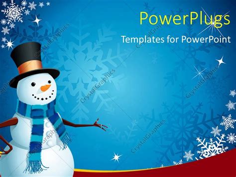 PowerPoint Template: a snowman with bluish background and place for text (6997)