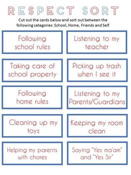 Respect Activity and Worksheet by Rachel the Counselor | TpT