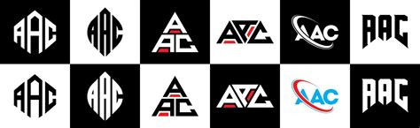 AAC letter logo design in six style. AAC polygon, circle, triangle ...