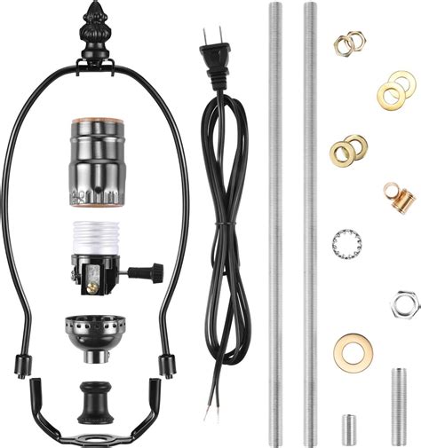 Amazon.com: Canomo Black Make a Amp Kit Complete Lamp Kit with 8 Inch Harp, Lamp Pipe, 3 Way ...