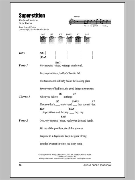 Superstition by Stevie Wonder - Guitar Chords/Lyrics - Guitar Instructor