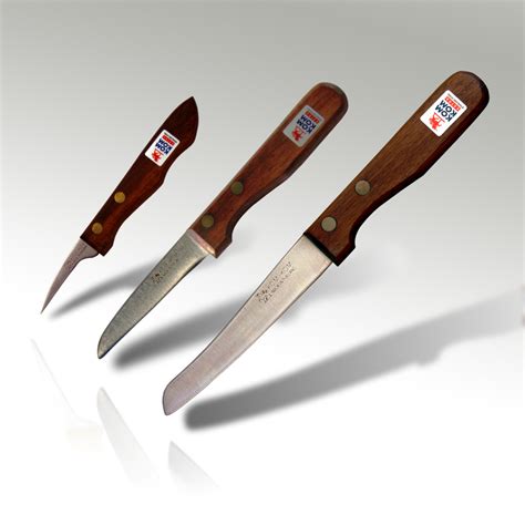 3 pcs Fruit Carving Knife Set Wooden Handle (B) - chopchopchop.co.uk