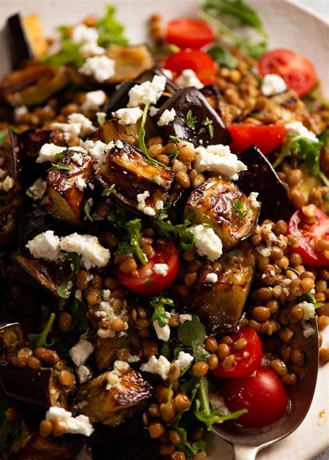 Lentil and Roasted Eggplant Salad | RecipeTin Eats