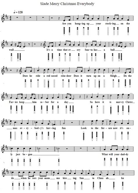 Merry Christmas Everybody Tin Whistle Sheet Music By Slade - Irish folk ...