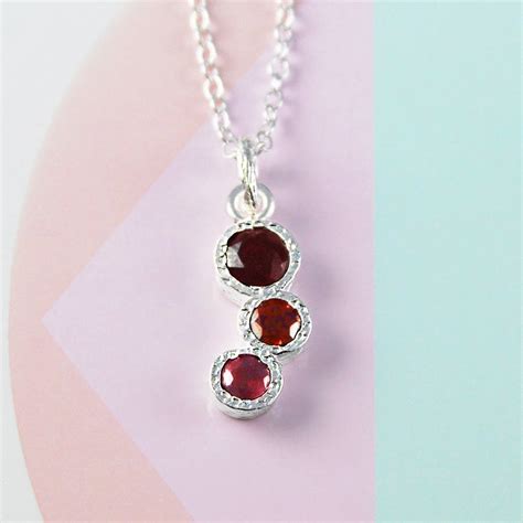 birthstone pink ruby garnet silver necklace by embers gemstone ...