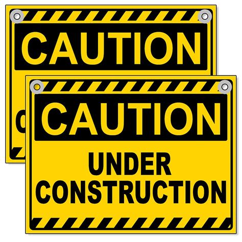 Buy 2 PC Under Construction Sign - 12 x 8 Coroplast Caution Area Under Construction Signs with ...