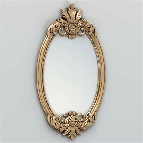 carved oval mirror frame obj