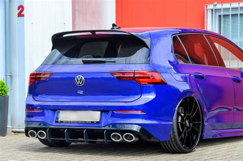 Performance Rear Bumper diffuser addon with ribs / fins For VW Golf 8 R ...