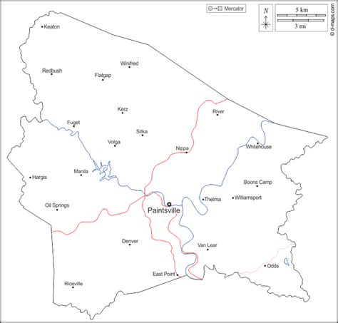 Johnson County free map, free blank map, free outline map, free base map outline, hydrography ...