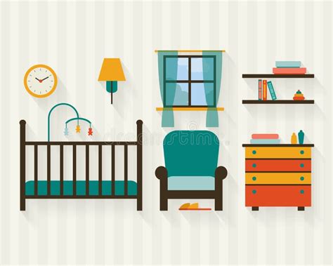 Baby room with furniture stock vector. Illustration of room - 55559898