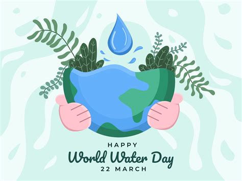 World water day design illustration with people hand hug earth. World Water Day at 22 march ...