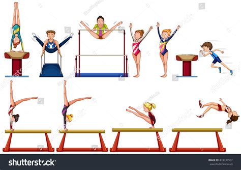 Different Types Gymnastics Equipments Illustration Stock Vector ...