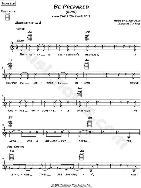 "Be Prepared" from 'The Lion King [2019]' Sheet Music (Leadsheet) in A Minor - Download & Print ...