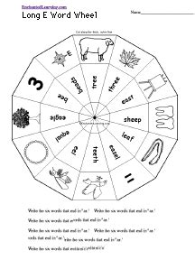 Long E Word Wheel : Printable Worksheet - EnchantedLearning.com