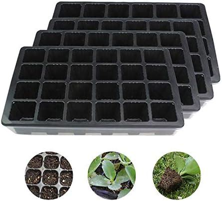 24 Cells Seed Trays With Holes Sturdy Reusable Black Plastic Seedling ...