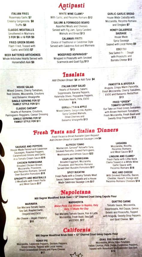 Menu for Pizza Rock (201 N 3rd St Las Vegas NV, 89101)