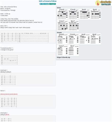 Chord: Still a Friend of Mine - Incognito - tab, song lyric, sheet ...