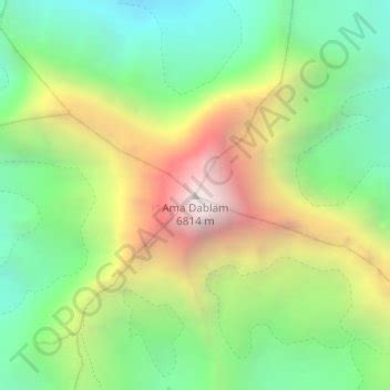 Ama Dablam topographic map, elevation, terrain