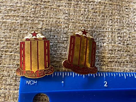 PAIR OF WWII Steel Behind The Rock US Army DI Pins 38th Field Artillery Regiment $14.99 - PicClick