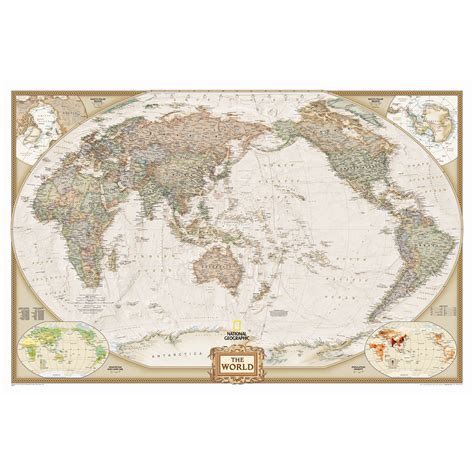 National Geographic Maps World Executive Pacific Centered Wall Map & Reviews | Wayfair