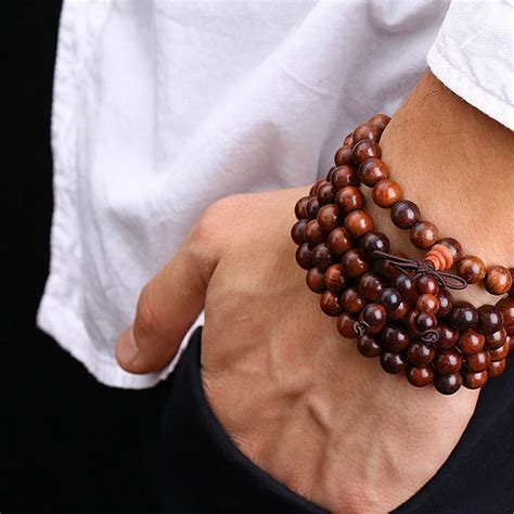 108 *0.8cm Red Willow Tibetan Buddhist Sandalwood Prayer Beads Mala Buddha Bracelet Rosary ...