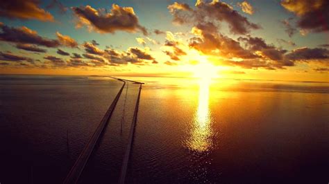 Aerial footage of the 7 Mile Bridge to Key West, Florida Sunset - YouTube