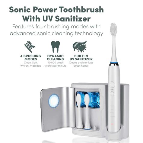 sterline elite sonic power rechargeable electric toothbrush w/ uv ...